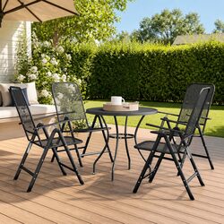 Expanded Metal Mesh Garden Dining Set - 5 Piece Anthracite