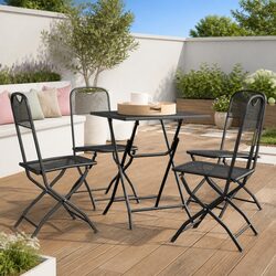 5-Piece Outdoor Garden Dining Set with Foldable Chairs