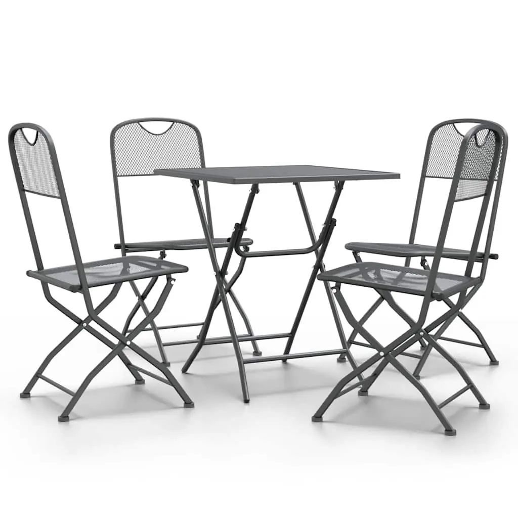 5-Piece Outdoor Garden Dining Set with Foldable Chairs