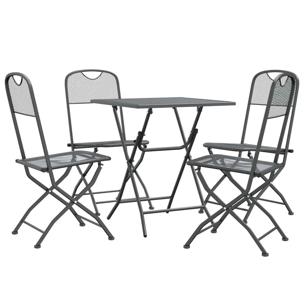 5-Piece Outdoor Garden Dining Set with Foldable Chairs