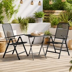 Durable 3 Piece Garden Dining Set with Reclining Chairs