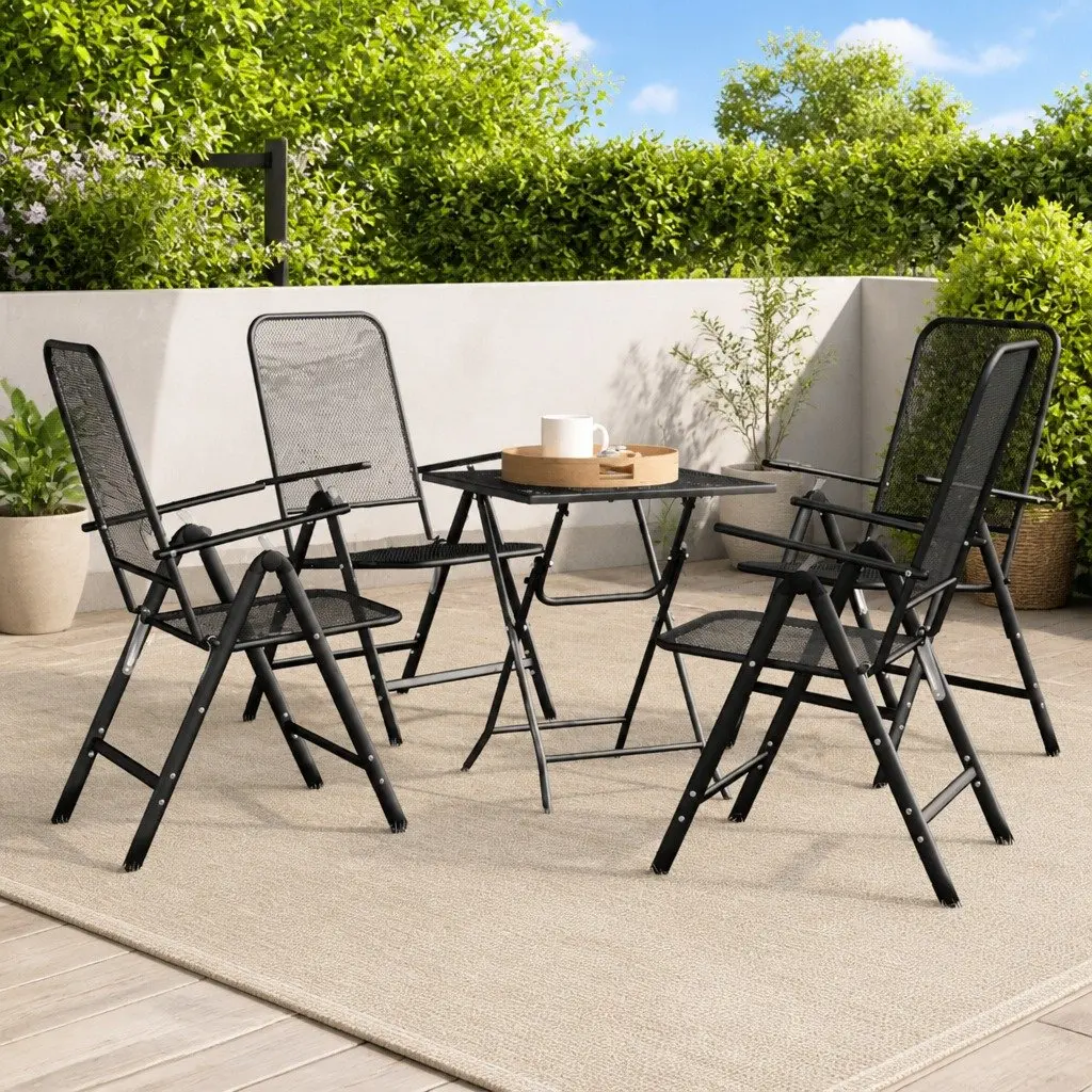 5-Piece Foldable Garden Dining Set with Recline Chairs