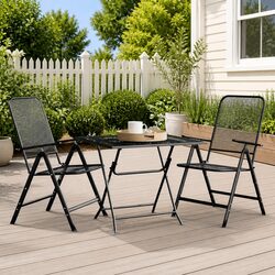 3-Piece Anthracite Garden Dining Set with Adjustable Chairs