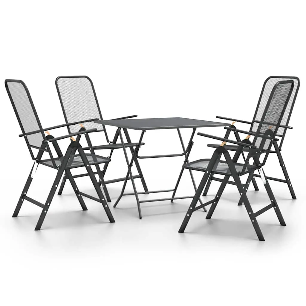 5 Piece Outdoor Dining Set with Foldable Chairs