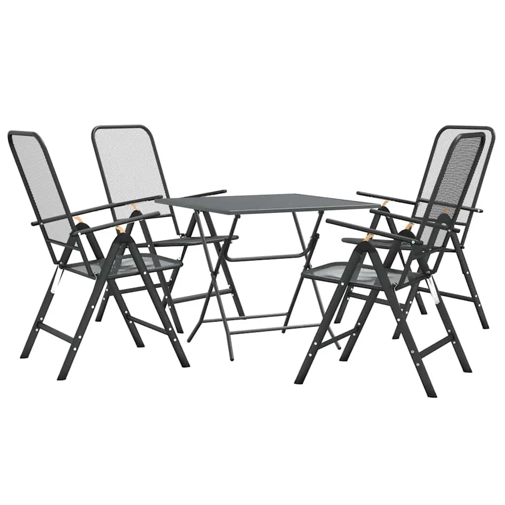 5 Piece Outdoor Dining Set with Foldable Chairs