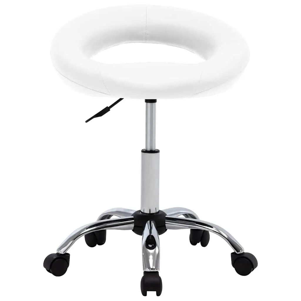 Swivel Dining Chair Faux Leather White Adjustable Height 360 Degree Rotation