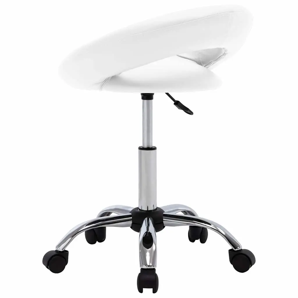 Swivel Dining Chair Faux Leather White Adjustable Height 360 Degree Rotation
