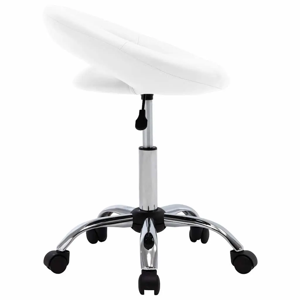 Swivel Dining Chair Faux Leather White Adjustable Height 360 Degree Rotation