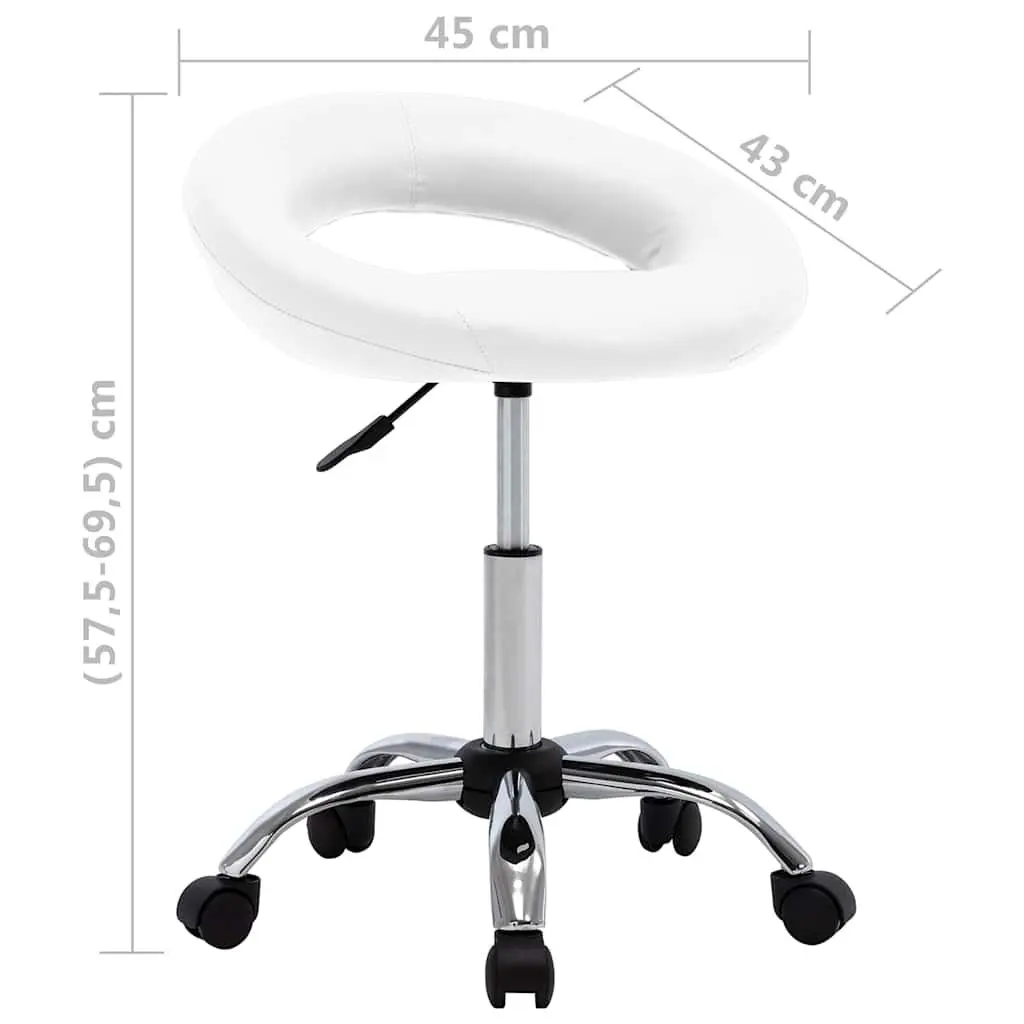 Swivel Dining Chair Faux Leather White Adjustable Height 360 Degree Rotation