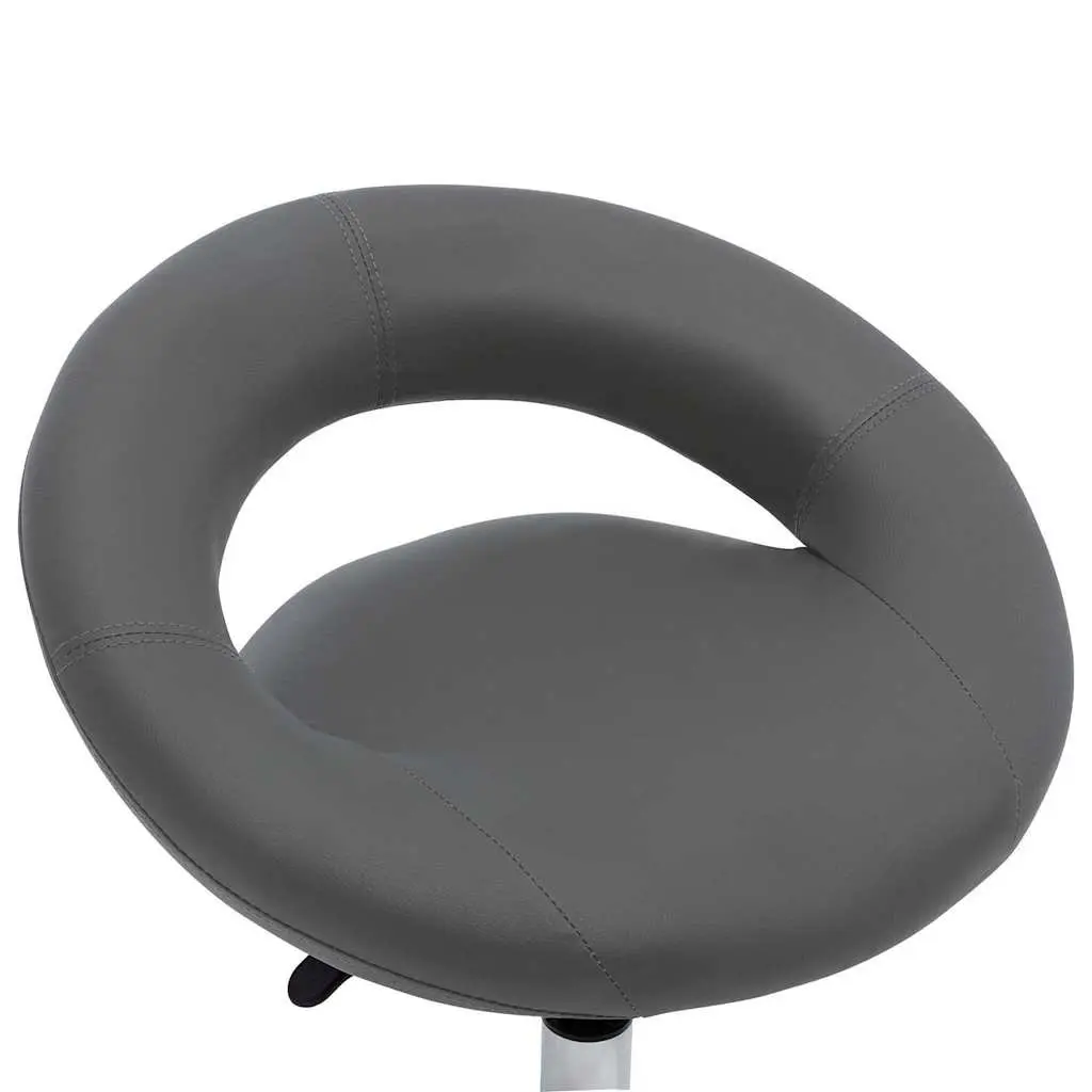 Height Adjustable Grey Faux Leather Swivel Dining Chair