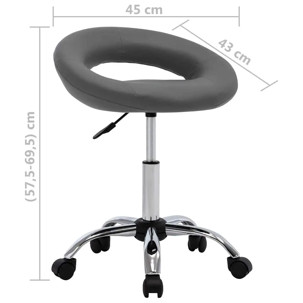 Height Adjustable Grey Faux Leather Swivel Dining Chair