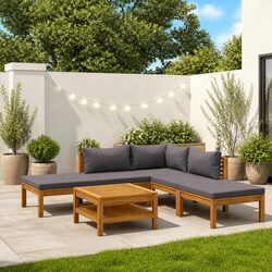 Premium 6 Piece Outdoor Garden Lounge Set in Grey