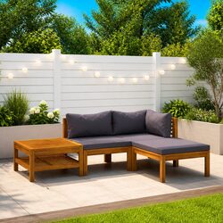 Durable 4 Piece Garden Lounge Set with Cushions