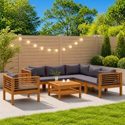 7 Piece Outdoor Furniture Lounge Set in Solid Acacia Wood