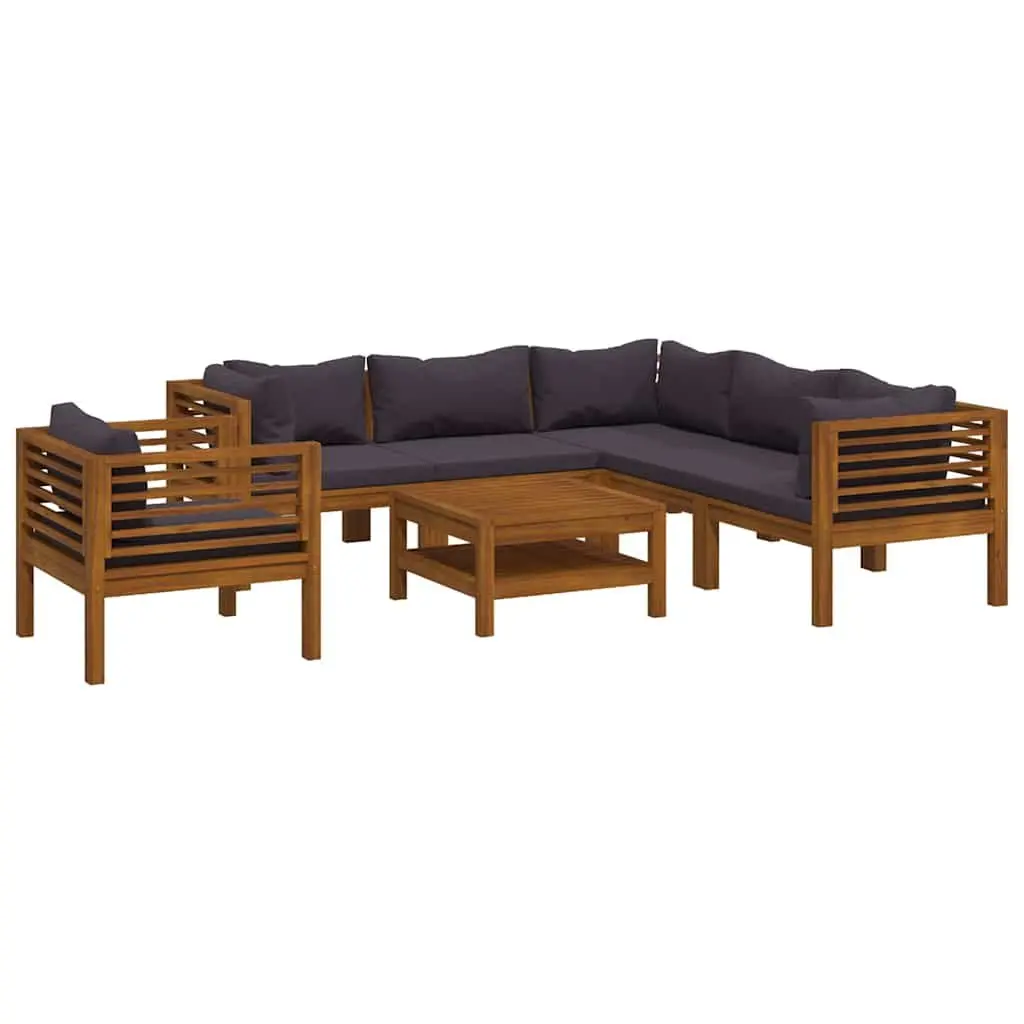 7 Piece Outdoor Furniture Lounge Set in Solid Acacia Wood