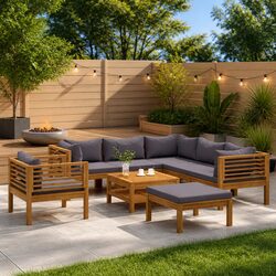 Durable 8 Piece Garden Lounge Set with Cushions and Table