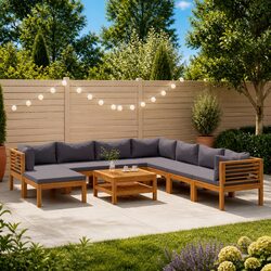 Premium 9 Piece Garden Lounge Set with Acacia Wood Frame