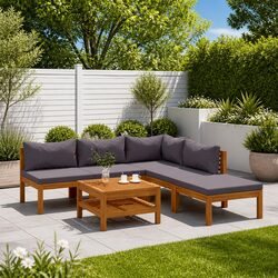 6 Piece Grey Acacia Wood Garden Lounge Set