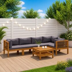 Outdoor 6-Piece Garden Lounge Set with Cushions