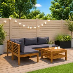 Sturdy 5 Piece Garden Lounge Set in Grey Acacia Wood