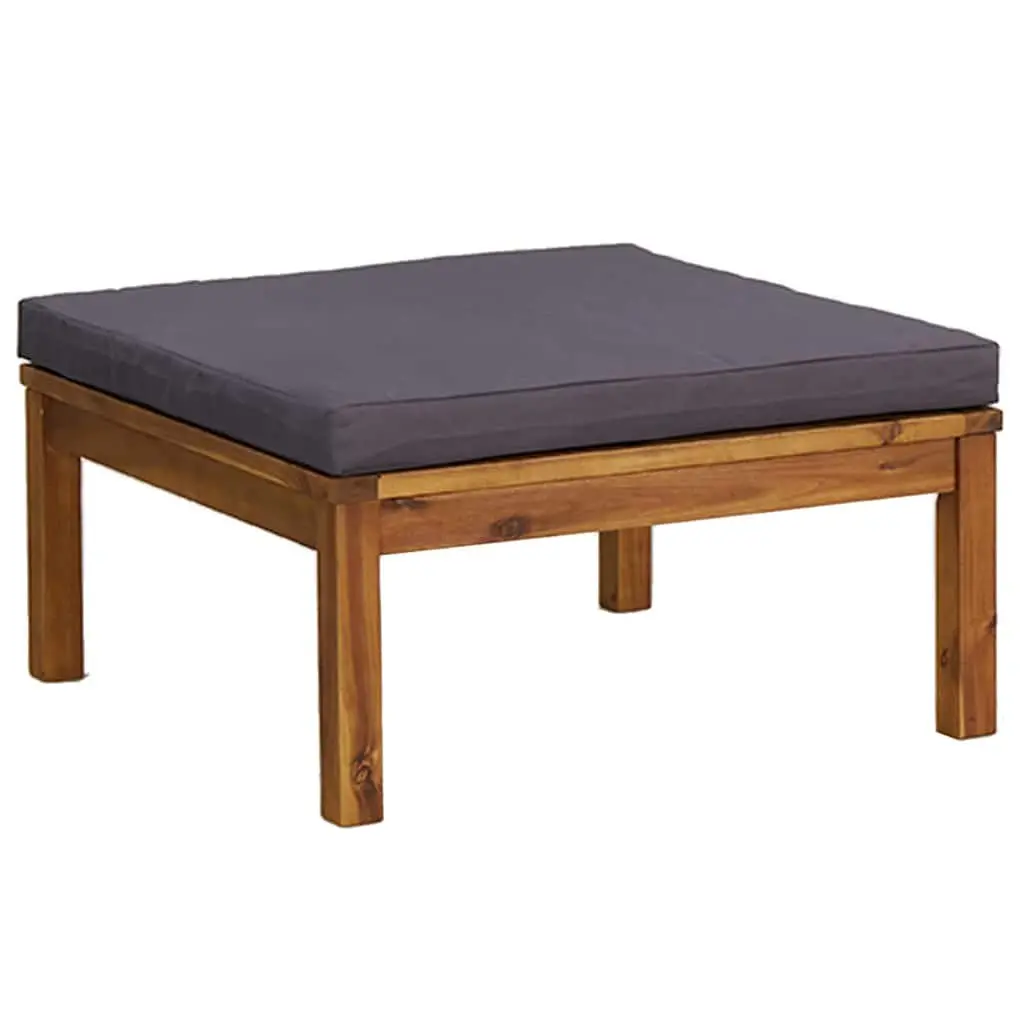 3 Piece Garden Lounge Set Solid Acacia Wood Grey with Cushion Slatted Coffee Table