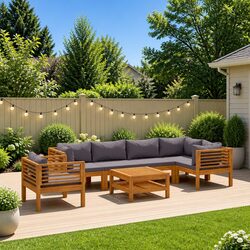 Durable 7 Piece Garden Lounge Set with Acacia Wood Frame