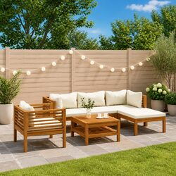 Stylish 6 Piece Acacia Wood Garden Lounge Set