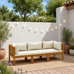 Stylish 3-Seater Outdoor Garden Sofa Set with Acacia Wood