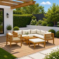 Modular 8 Piece Garden Lounge Set with Cream Cushions