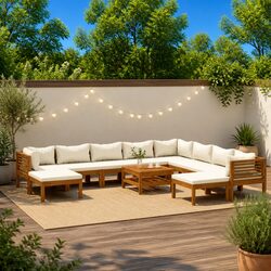 Premium 11 Piece Garden Lounge Set with Acacia Wood Sofa