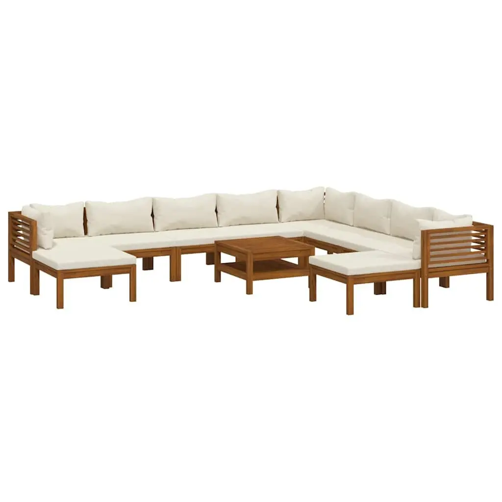 11 Piece Garden Lounge Set with Acacia Wood Sofa