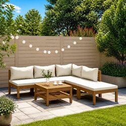 Sturdy 6 Piece Acacia Wood Garden Lounge Set