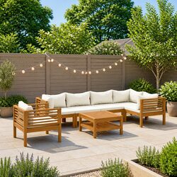 Premium 7 Piece Outdoor Lounge Set in Acacia Wood