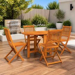 5 Piece Outdoor Dining Set for Your Patio in Brown Wood
