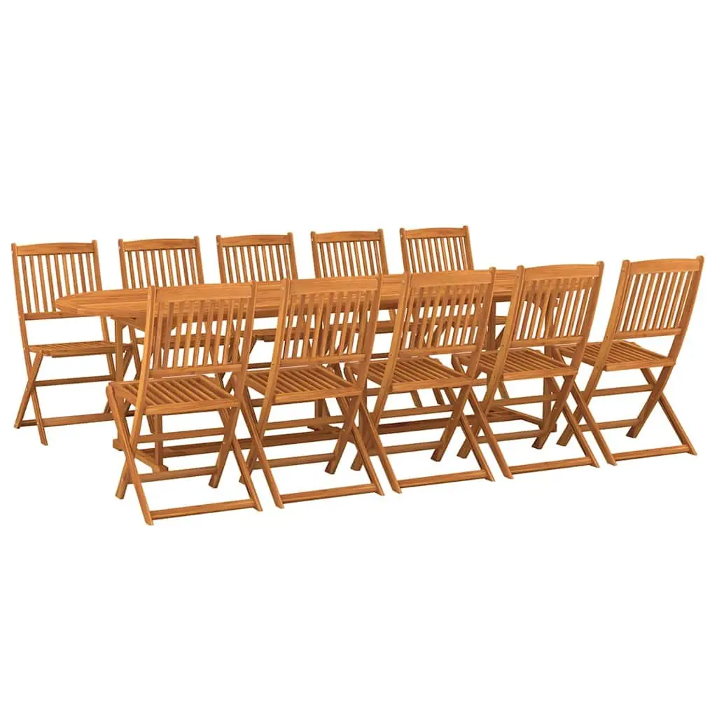 Solid Acacia Wood Garden Dining Set 11 Piece Outdoor Furniture