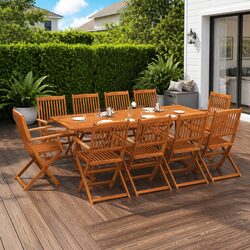 11-Piece Outdoor Dining Set with Durable Acacia Wood