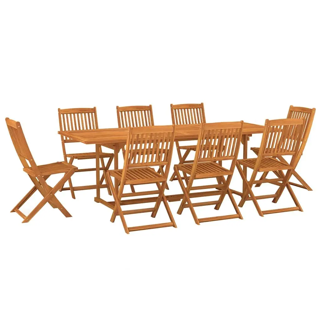 Garden Dining Set Solid Acacia Wood 9 Piece Outdoor Furniture Table Chairs Brown Patio