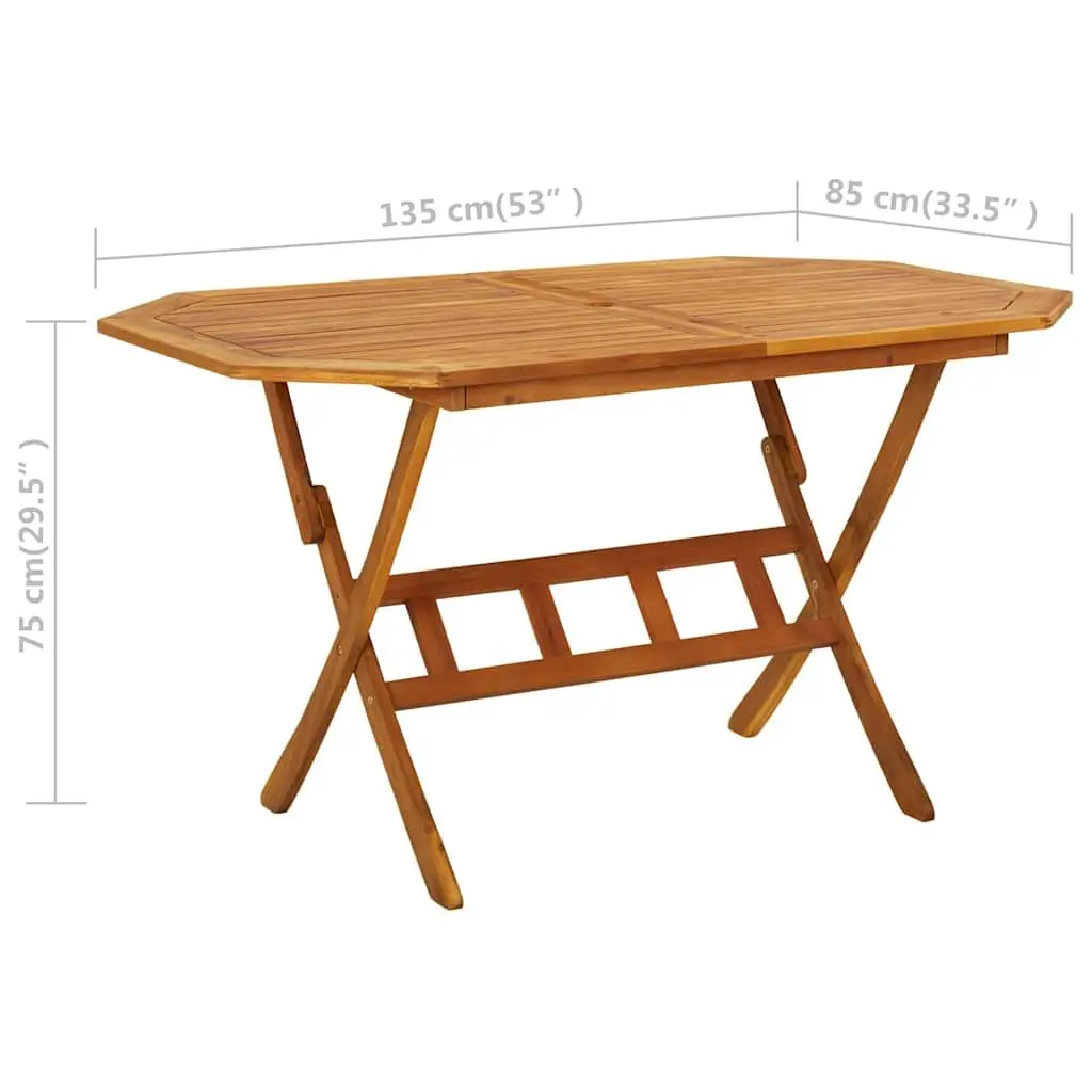 5 Piece Garden Dining Set Solid Acacia Wood Brown