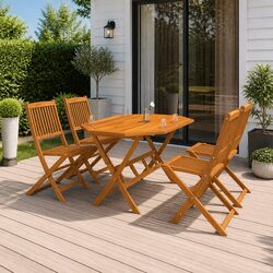 Sturdy 5 Piece Brown Folding Garden Dining Set