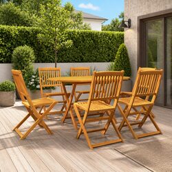 Durable 7 Piece Outdoor Garden Dining Set in Brown