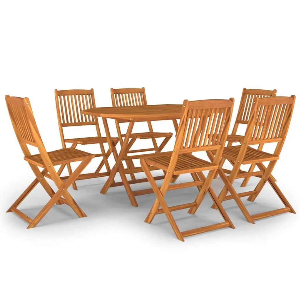 7 Piece Garden Dining Set Solid Acacia Wood Brown Outdoor Furniture
