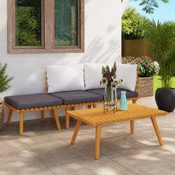 4-Piece Solid Wood Garden Lounge Set with Cushions
