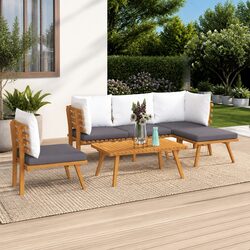 Solid Wood 6-Piece Garden Lounge Set with Cushions