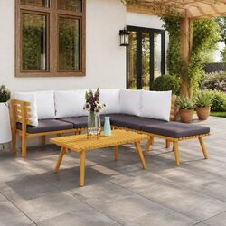 6 Piece Outdoor Patio Furniture Set in Acacia Wood