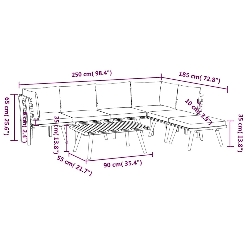 7 Piece Garden Lounge Set Solid Acacia Wood Brown Outdoor Patio