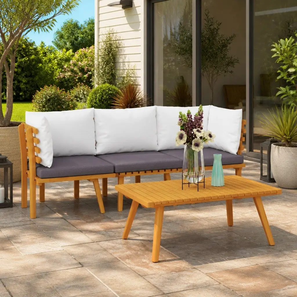 3 Piece Garden Lounge Set Solid Acacia Wood Brown