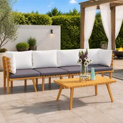 Premium 4-Piece Brown Outdoor Garden Lounge Set
