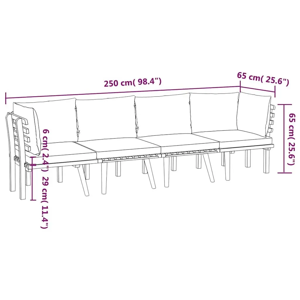 4-Piece Brown Outdoor Garden Lounge Set