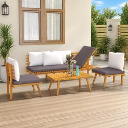 Sturdy 4 Piece Garden Lounge Set with Cushions