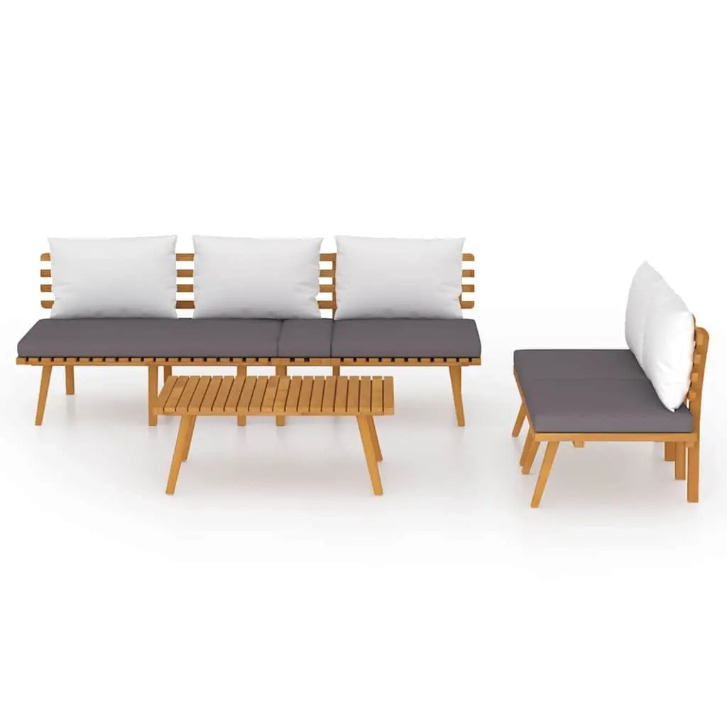 4 Piece Garden Lounge Set Solid Acacia Wood Brown Outdoor Patio Furniture